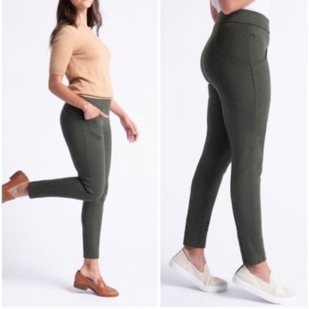Betabrand ‘Journey’ Skinny Ankle Pants in Olive Green Size Medium Short/Petite